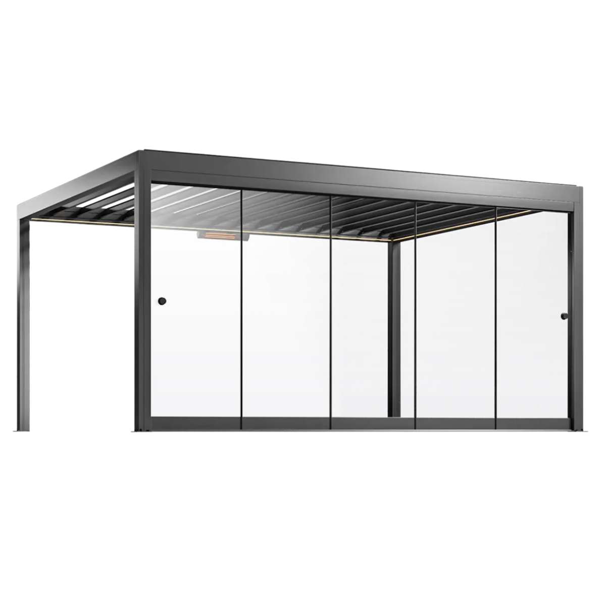 Breidenstein Lamellen Pergola Glaswand mit Rahmen