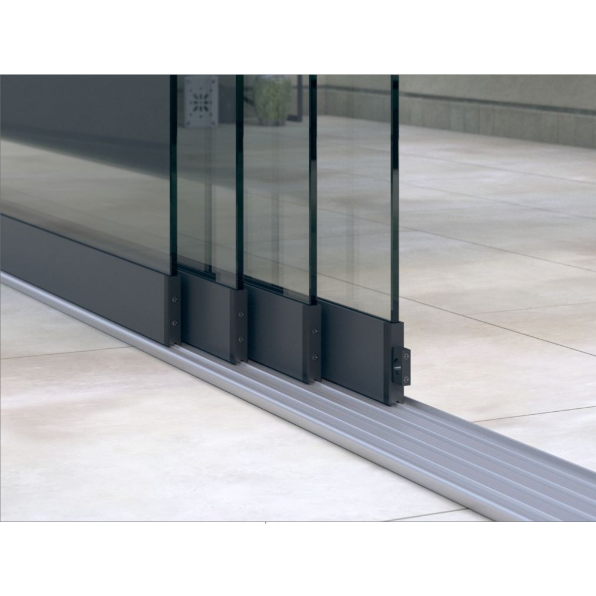 Glasschiebewand (4-spurig) mit 8 mm Sicherheitsglas