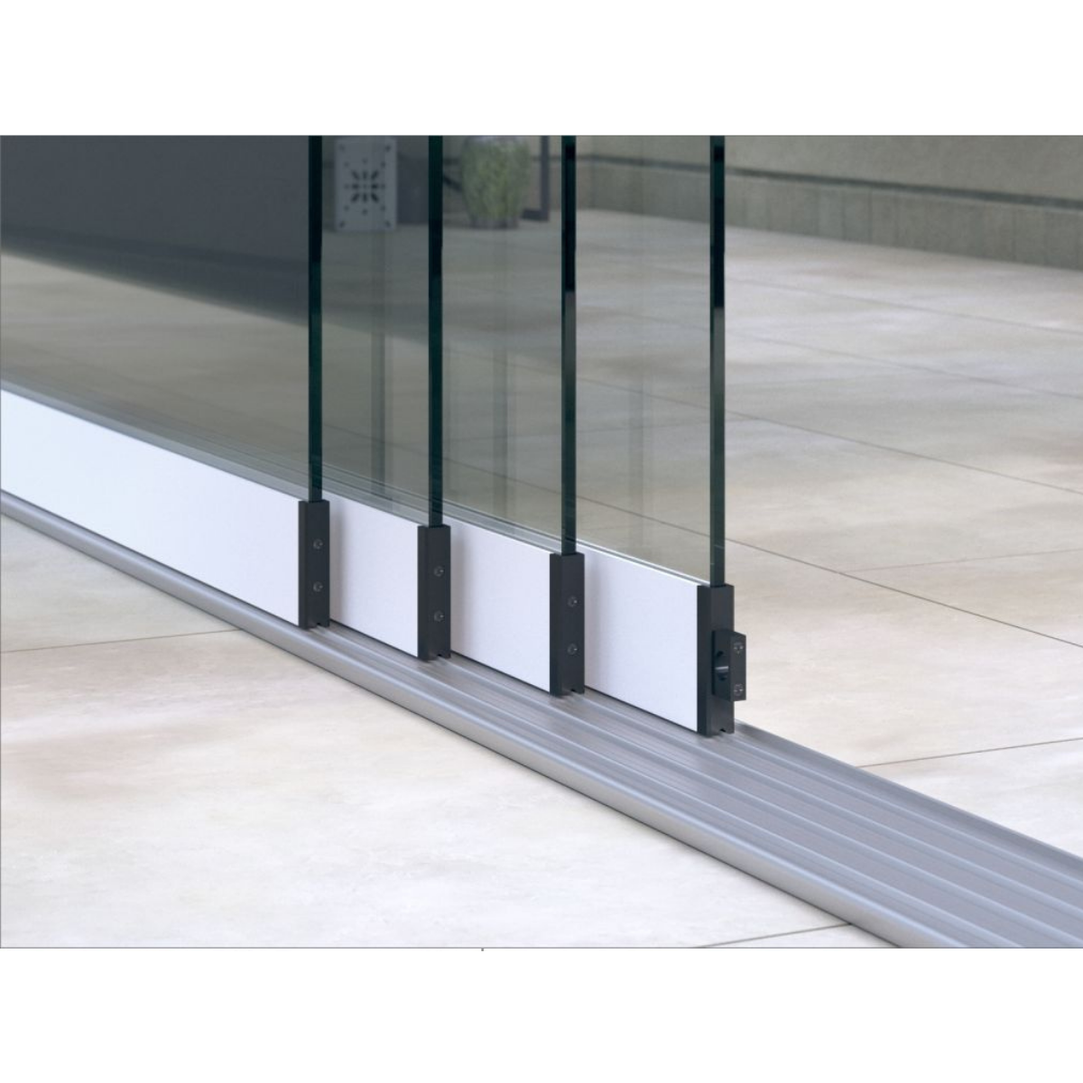 Glasschiebewand (4-spurig) mit 8 mm Sicherheitsglas
