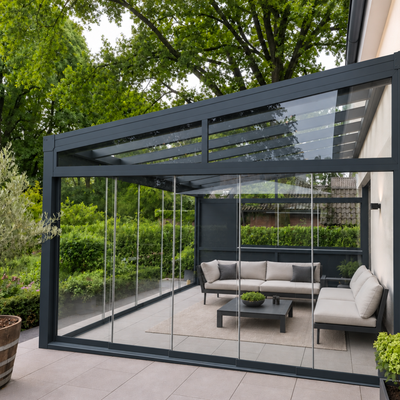 Kaltwintergarten – mit 8 mm VSG Glas Eindeckung (Breite 7000–14000 mm)
