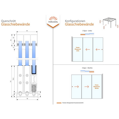 Profiline Ganzglasschiebeanlage (2 und 3 spurig)
